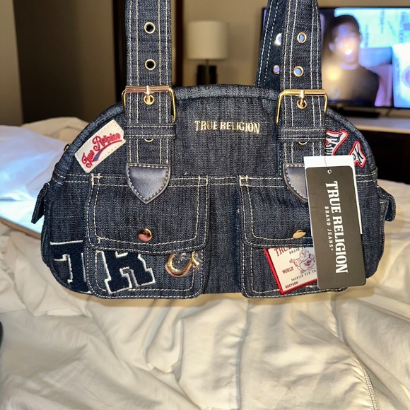 True religion, denim, patchwork satchel - Picture 6 of 6